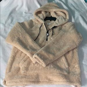 VS PINK tan Sherpa half zip jacket